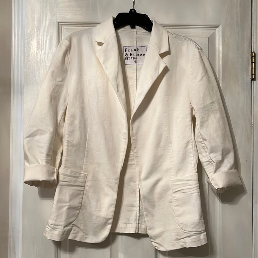 NWT Frank & Eileen Dublin stretch denim blazer, Cream